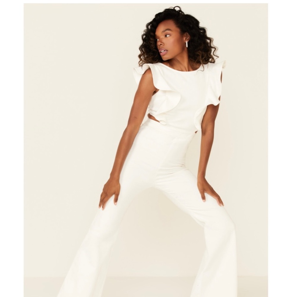 White denim pant jumpsuit